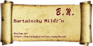 Bartalszky Milán névjegykártya